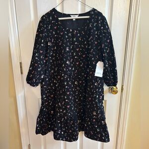 NEW Black Floral Corduroy Dress size XL